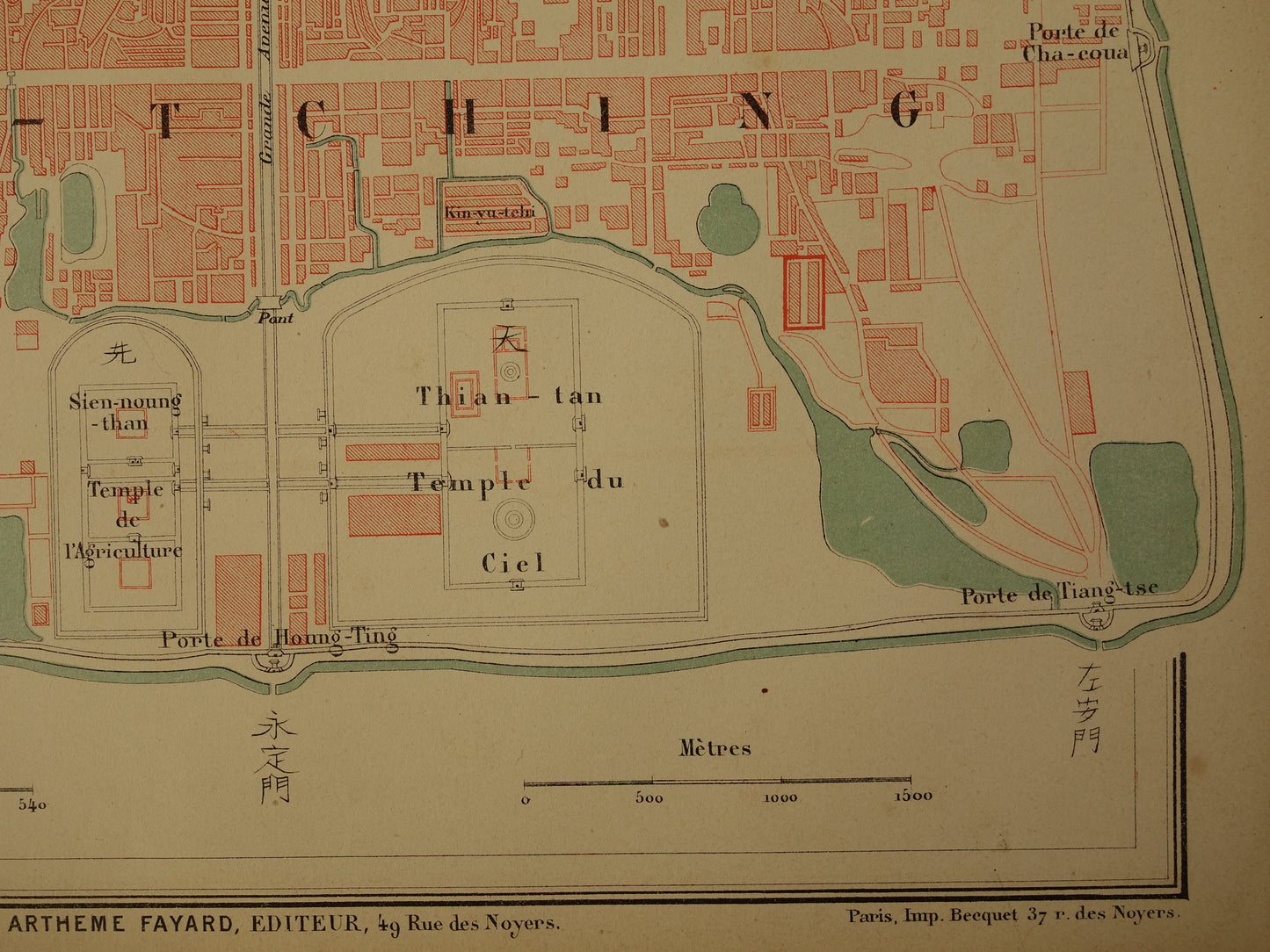 Beijing Old map of Beijing China from 1879 original antique French map historical maps Forbidden City