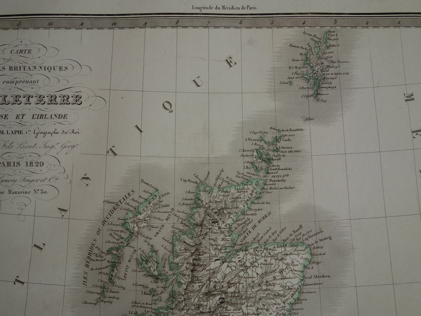 Large Vintage Map of GREAT BRITAIN and IRELAND 190+ Year Old Antique French Map United Kingdom