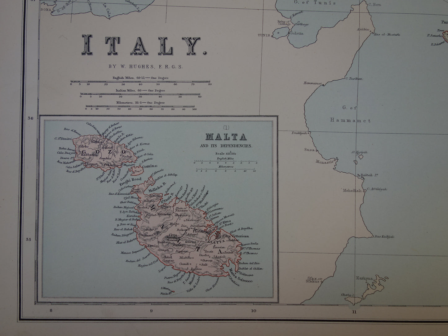 ITALY old map of Italy from 1890 original very large antique map poster of Italy