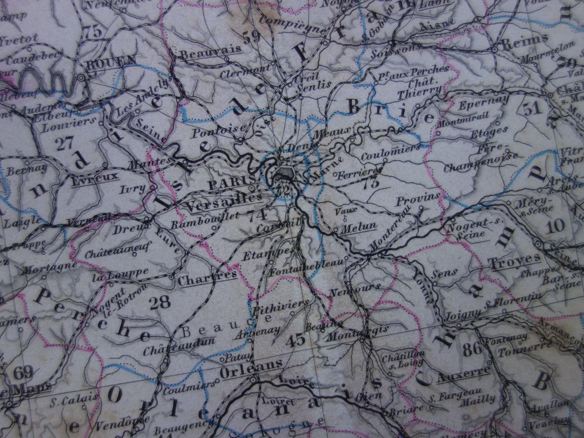 FRANKRIJK oude kaart van Frankrijk 1872 originele antieke landkaart/poster met jaartal