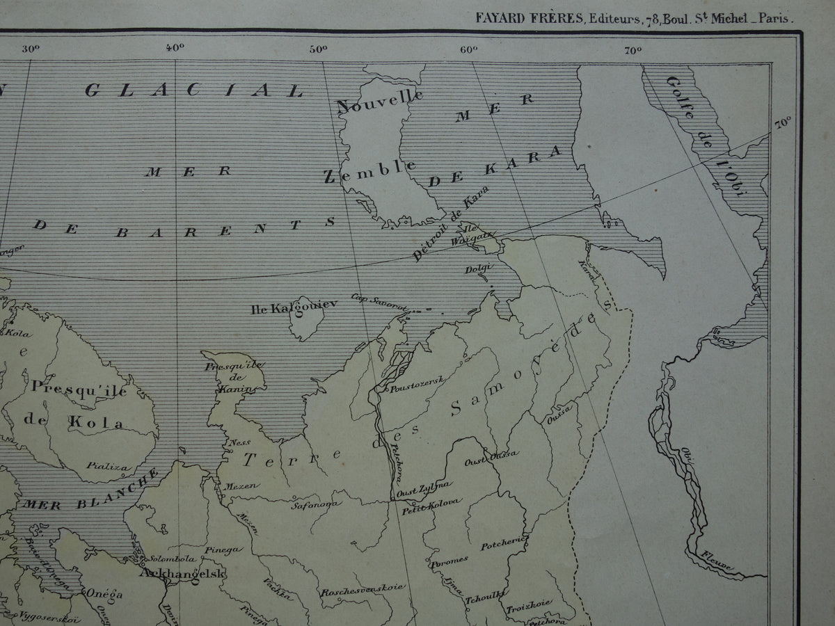 RUSSIA Old map of Barents Sea from the year 1896 historical map of northern Russia old vintage maps