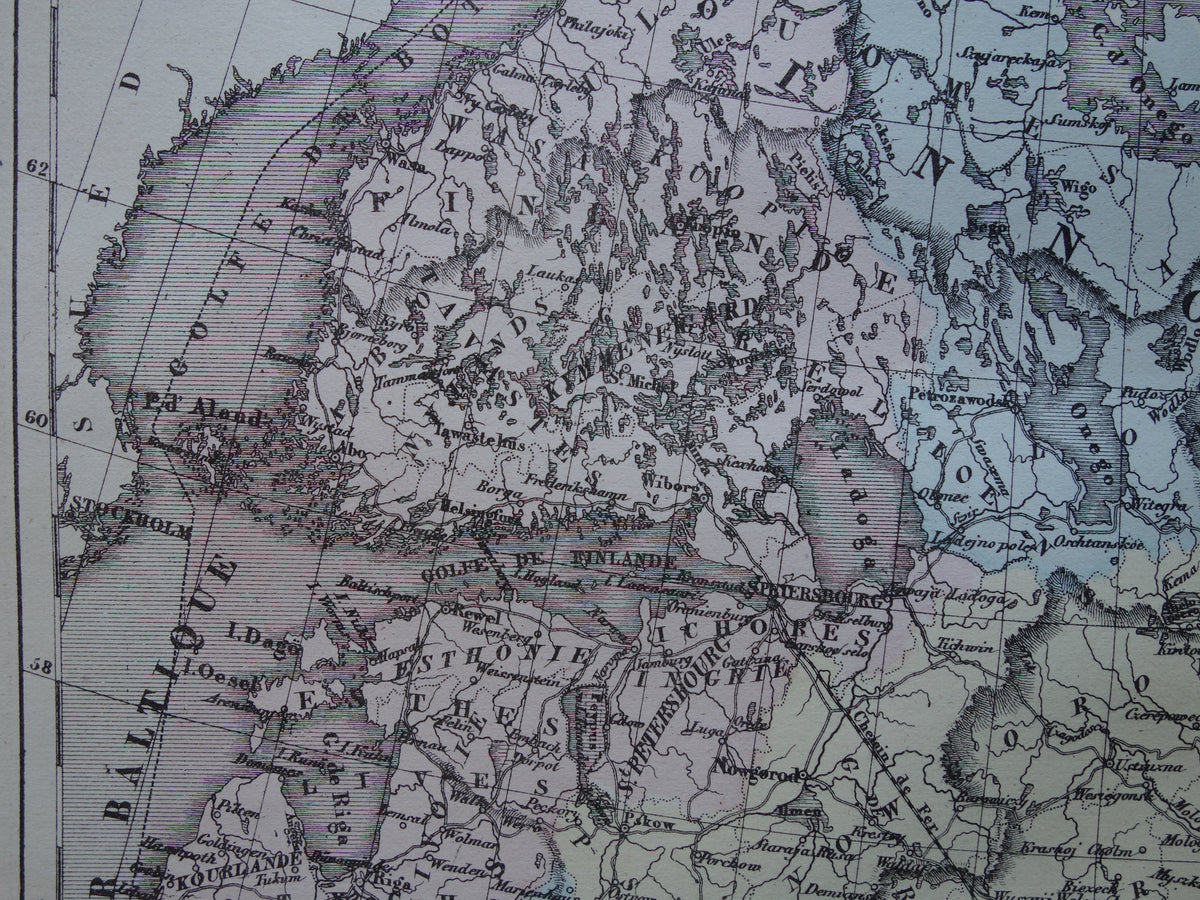 RUSSIA Old map of White Sea Finland from the year 1858 historical map northern Russia old vintage maps Barents Sea