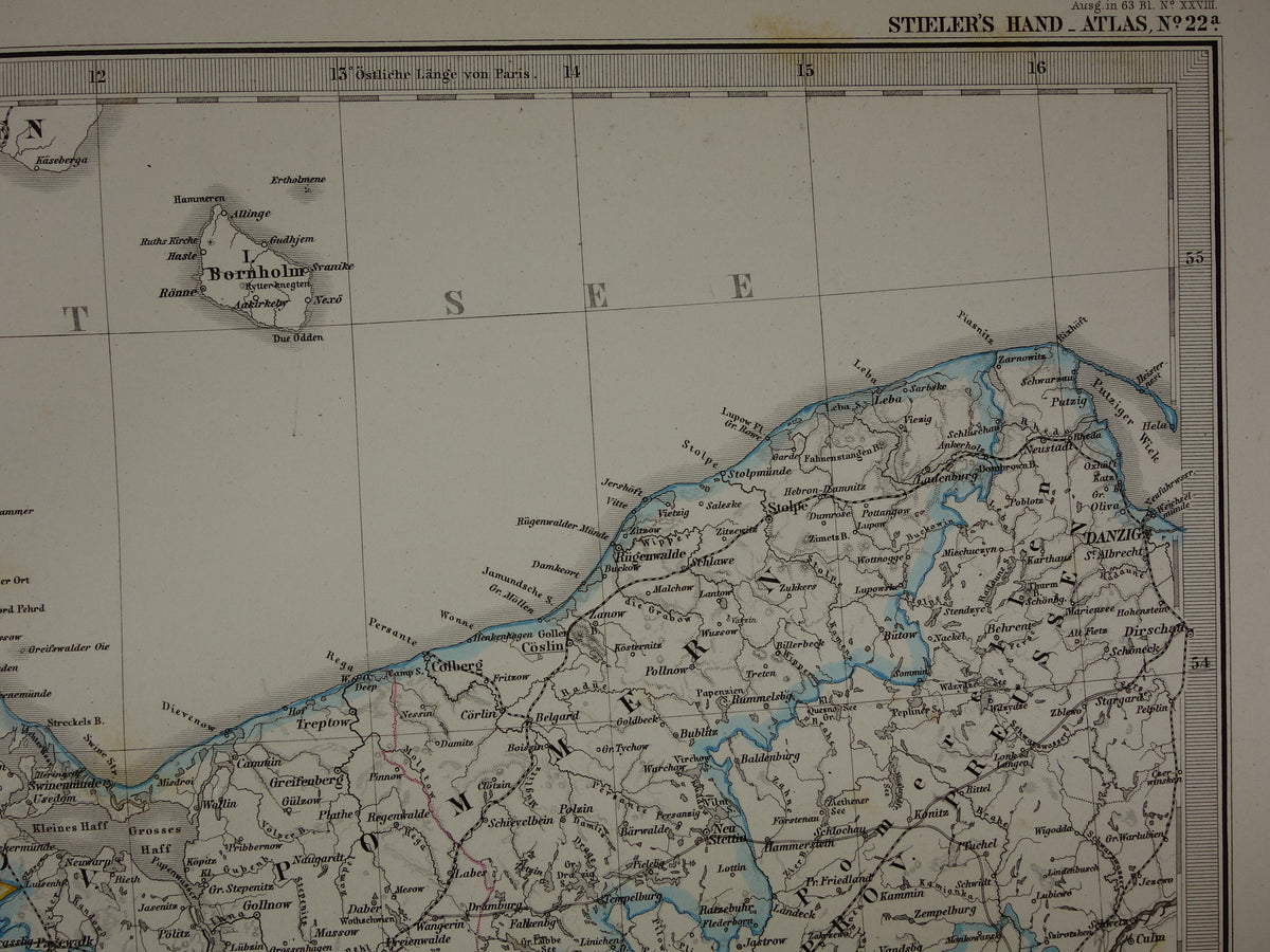DUITSLAND Oude landkaart van noord-Duitsland uit 1872 originele 150+ jaar oude antieke kaart Berlijn Brandenburg