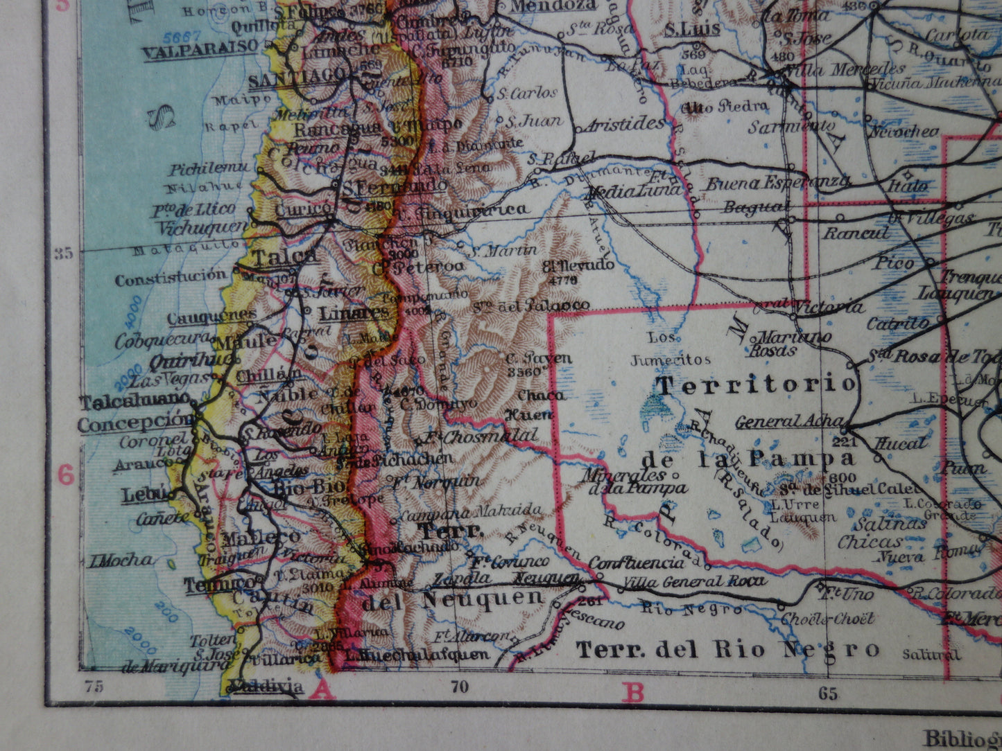 SOUTH AMERICA old map of Argentina Chile Uruguay detailed vintage map from 1928 Paraguay Bolivia