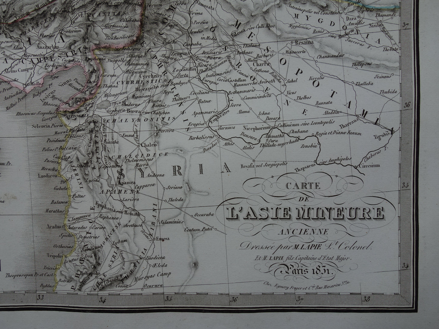 Turkey large old map of Asia Minor in Classical Antiquity original antique map from 1831