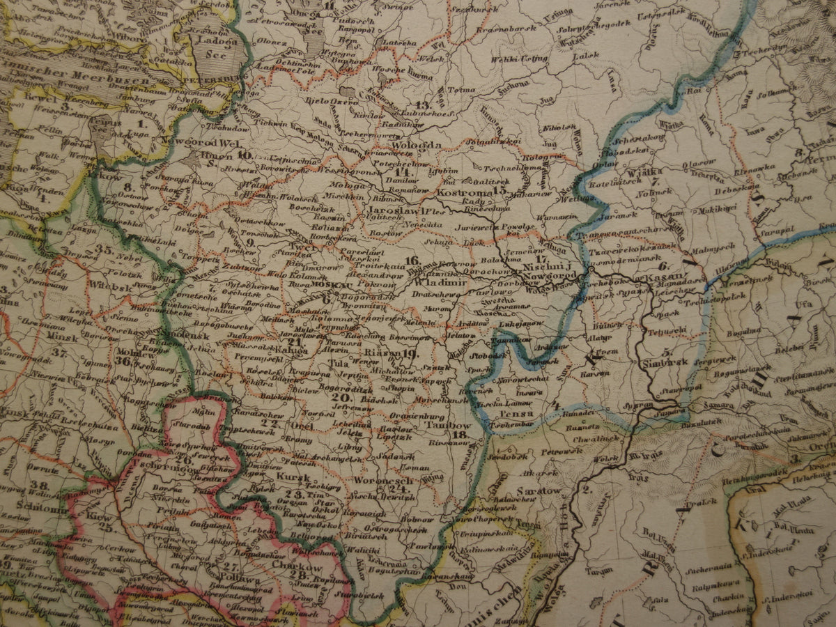 RUSSIA old map of Russian Empire in Europe antique map Poland Lithuania Ukraine with date - vintage maps
