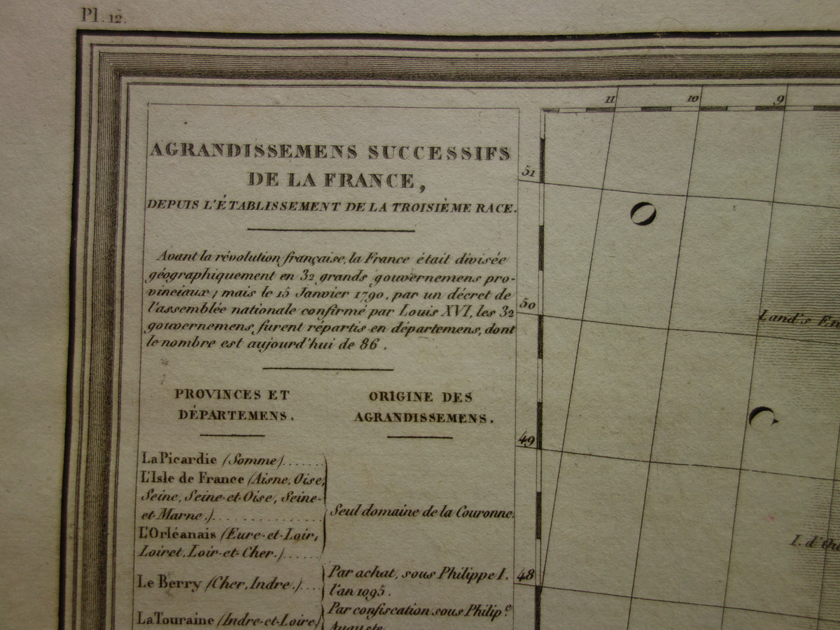 Antieke kaart van FRANKRIJK 180+ jaar oude Franse handgekleurde landkaart 1838