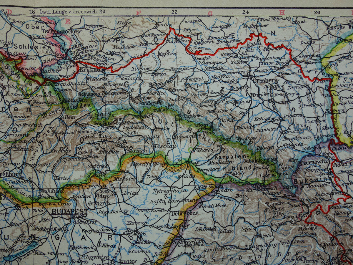 BALKANS old map of the Balkans from 1928 original vintage map Romania Hungary Czech Republic Slovakia Bosnia