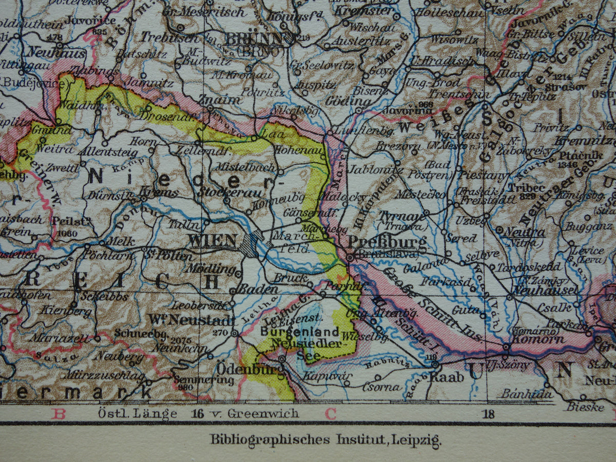 CZECHOSLOVAKIA old map of Czechia and Slovakia from 1928 original small vintage map Prague Bratislava