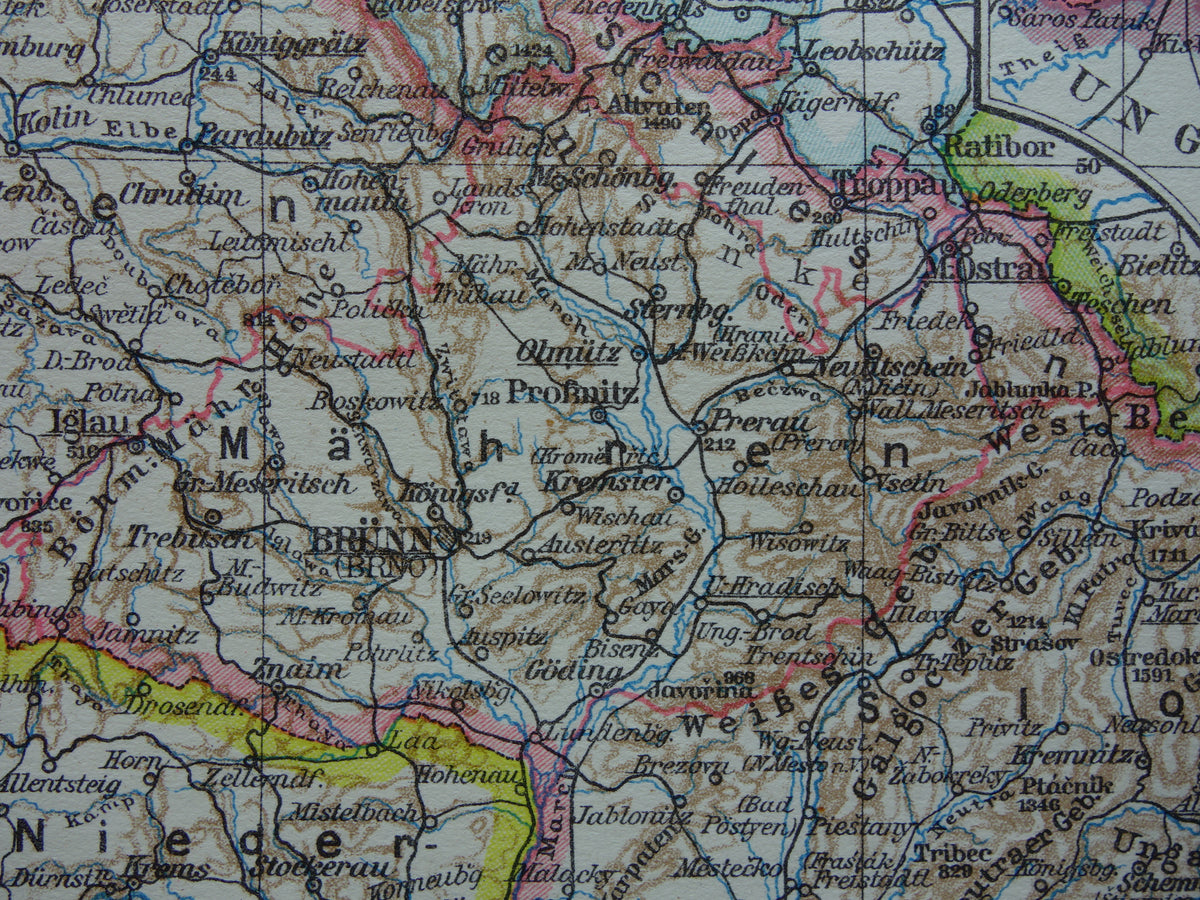 CZECHOSLOVAKIA old map of Czechia and Slovakia from 1928 original small vintage map Prague Bratislava