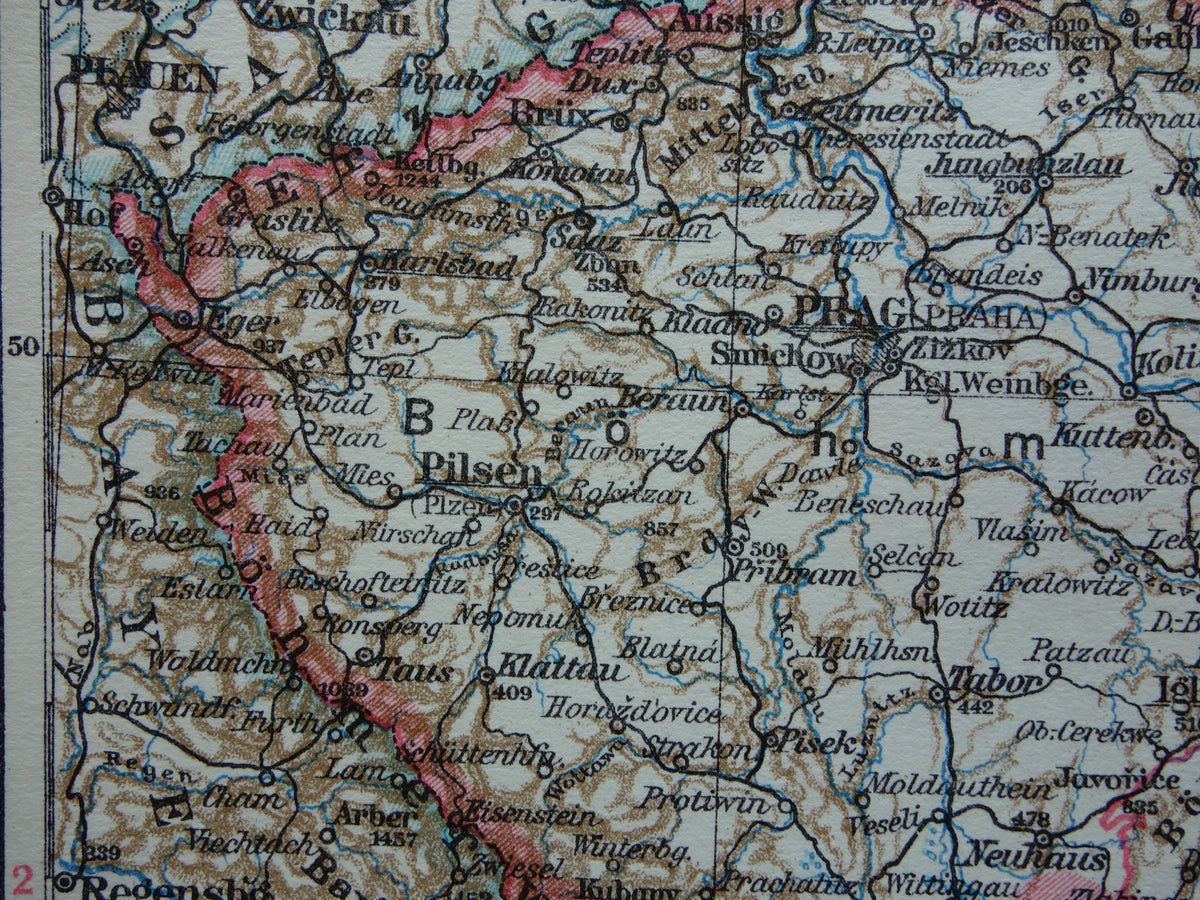 CZECHOSLOVAKIA old map of Czechia and Slovakia from 1928 original small vintage map Prague Bratislava