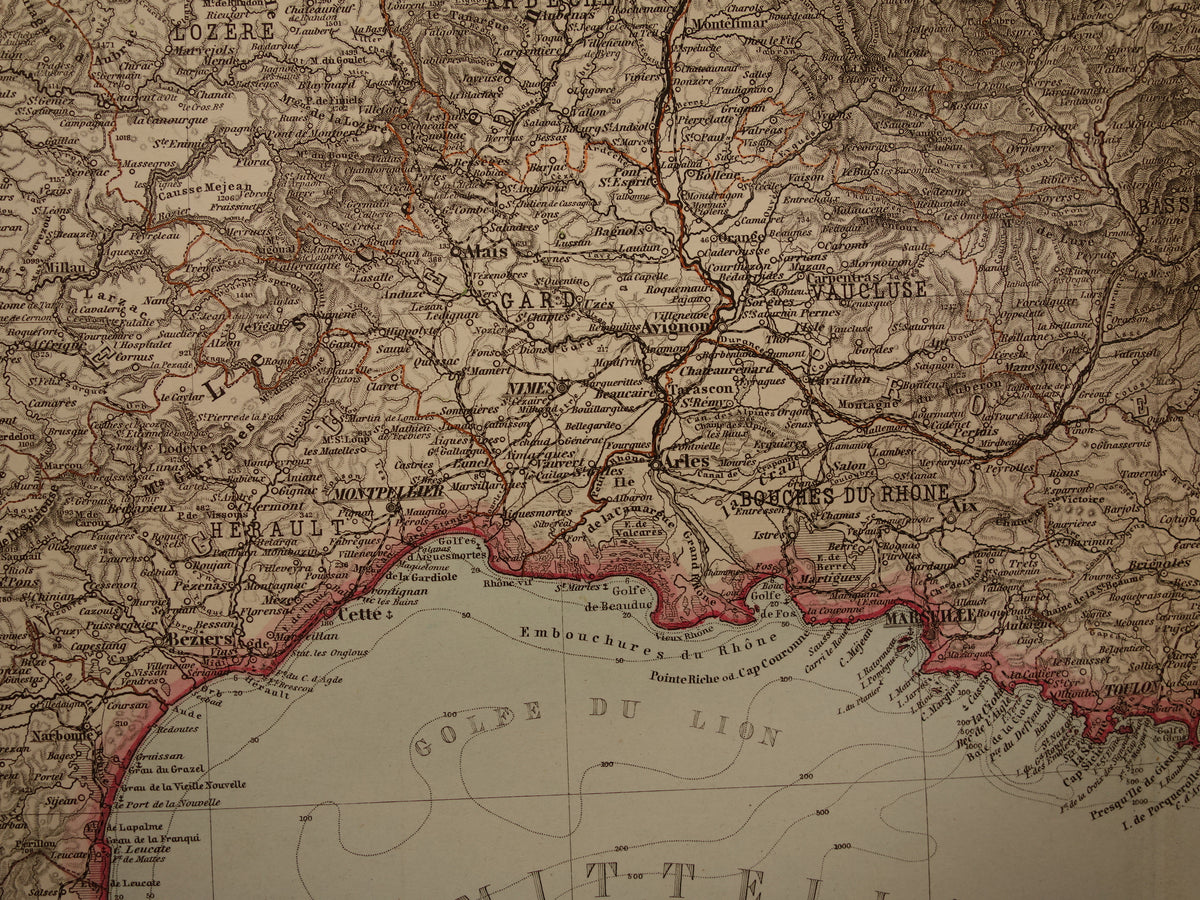 Large old map of France 1886 original antique map 74 x 92 cm with date vintage maps