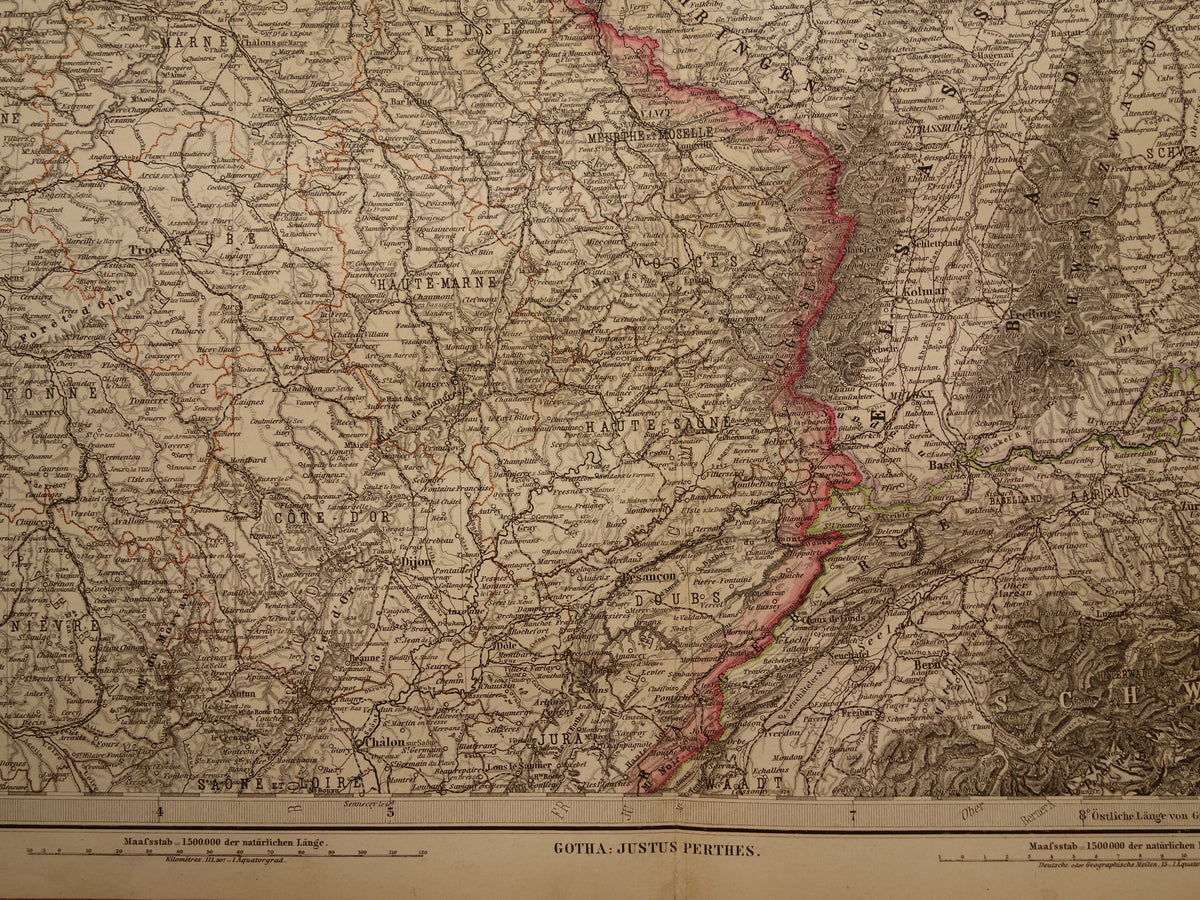 Large old map of France 1886 original antique map 74 x 92 cm with date vintage maps