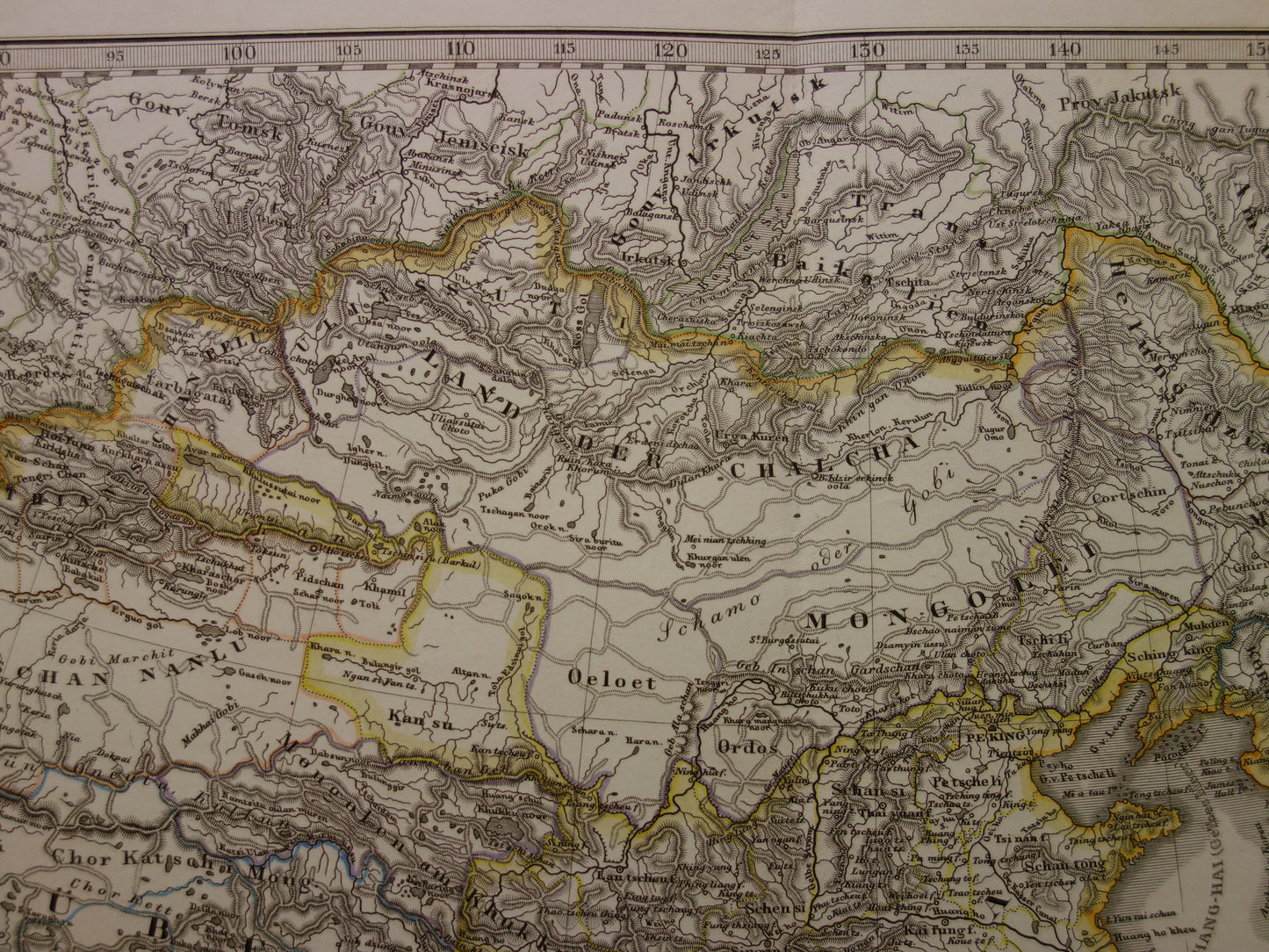 Alte deutsche Karte von China und Japan aus dem Jahr 1863 – originale antike Karte, Vintage-Poster, Asien