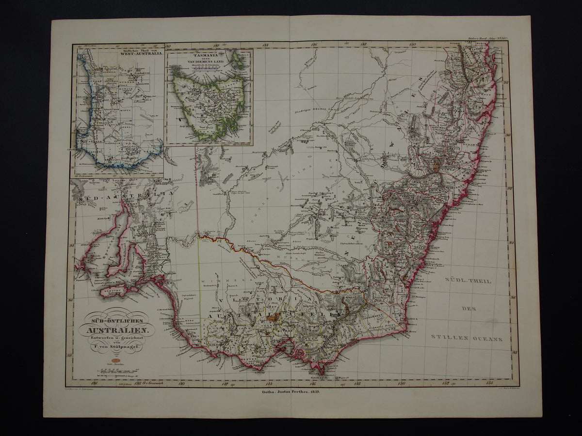 Stielers Handatlas 1860 50c sud-ostliches Australien