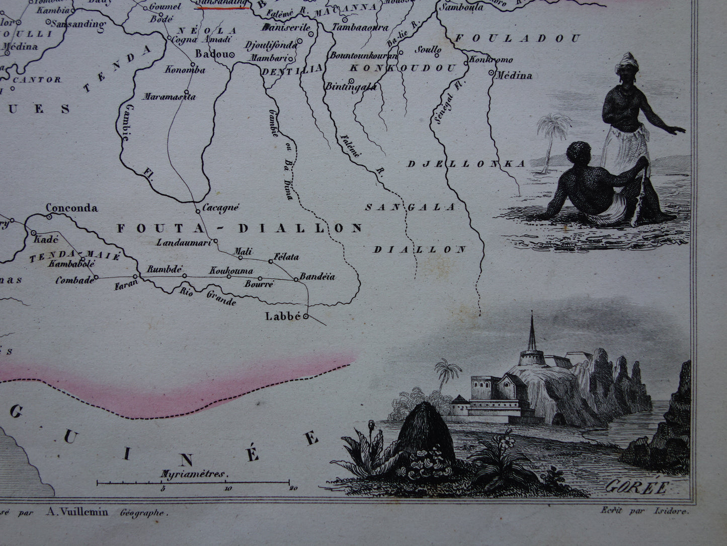 Senegal Old map of Senegal from 1851 Original antique map Gorée Dakar