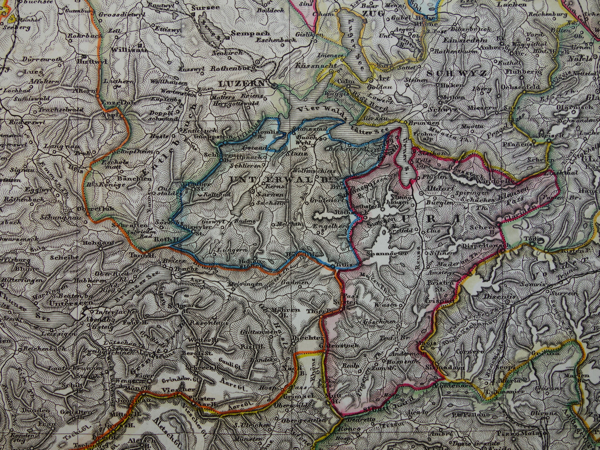 SWITZERLAND antique map of Switzerland 1860 original old map Geneva Zurich Bern with date for sale