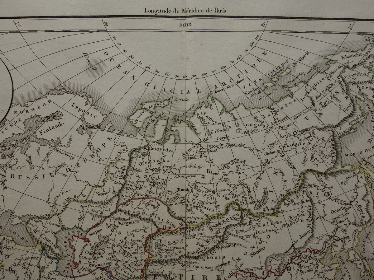 Old map of Asia in the year 1832 original antique hand-colored map with date