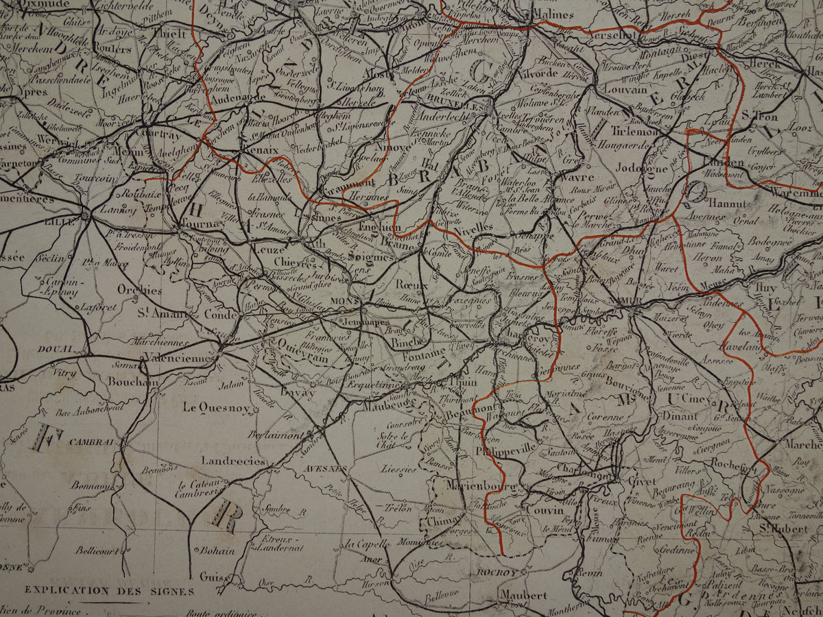 Old map of NETHERLANDS and BELGIUM 1876 Antique French map Benelux vintage poster