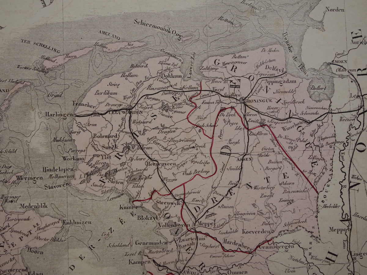 Old map of NETHERLANDS and BELGIUM 1876 Antique French map Benelux vintage poster