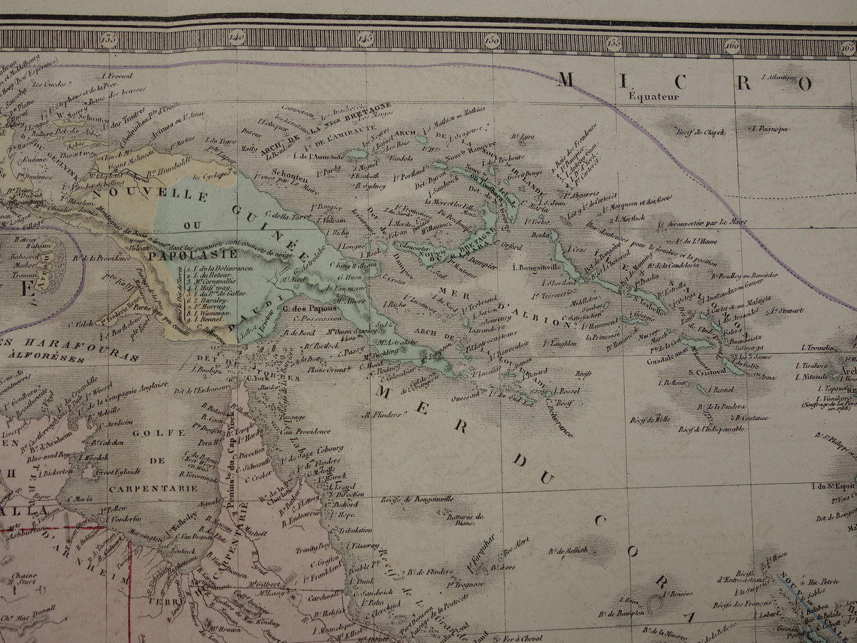 Grote oude kaart van Australië uit 1876 originele antieke landkaart Nieuw Zeeland vintage landkaarten
