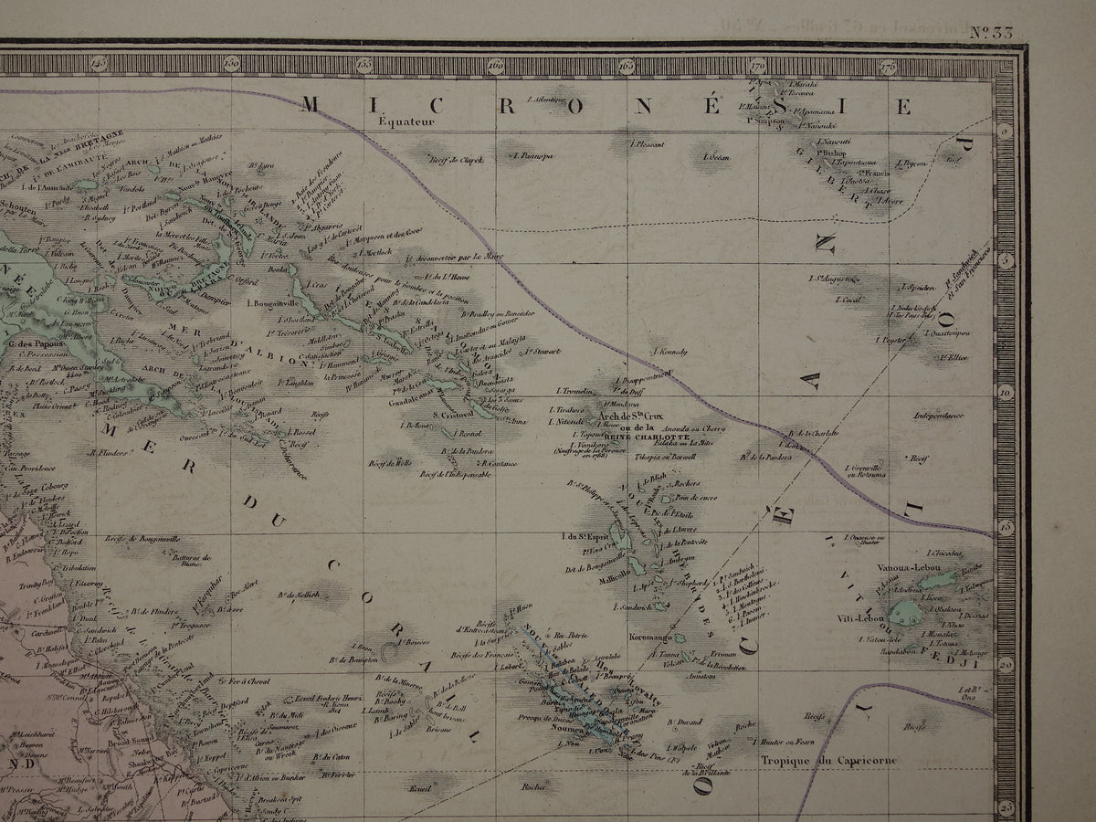 Grote oude kaart van Australië uit 1876 originele antieke landkaart Nieuw Zeeland vintage landkaarten