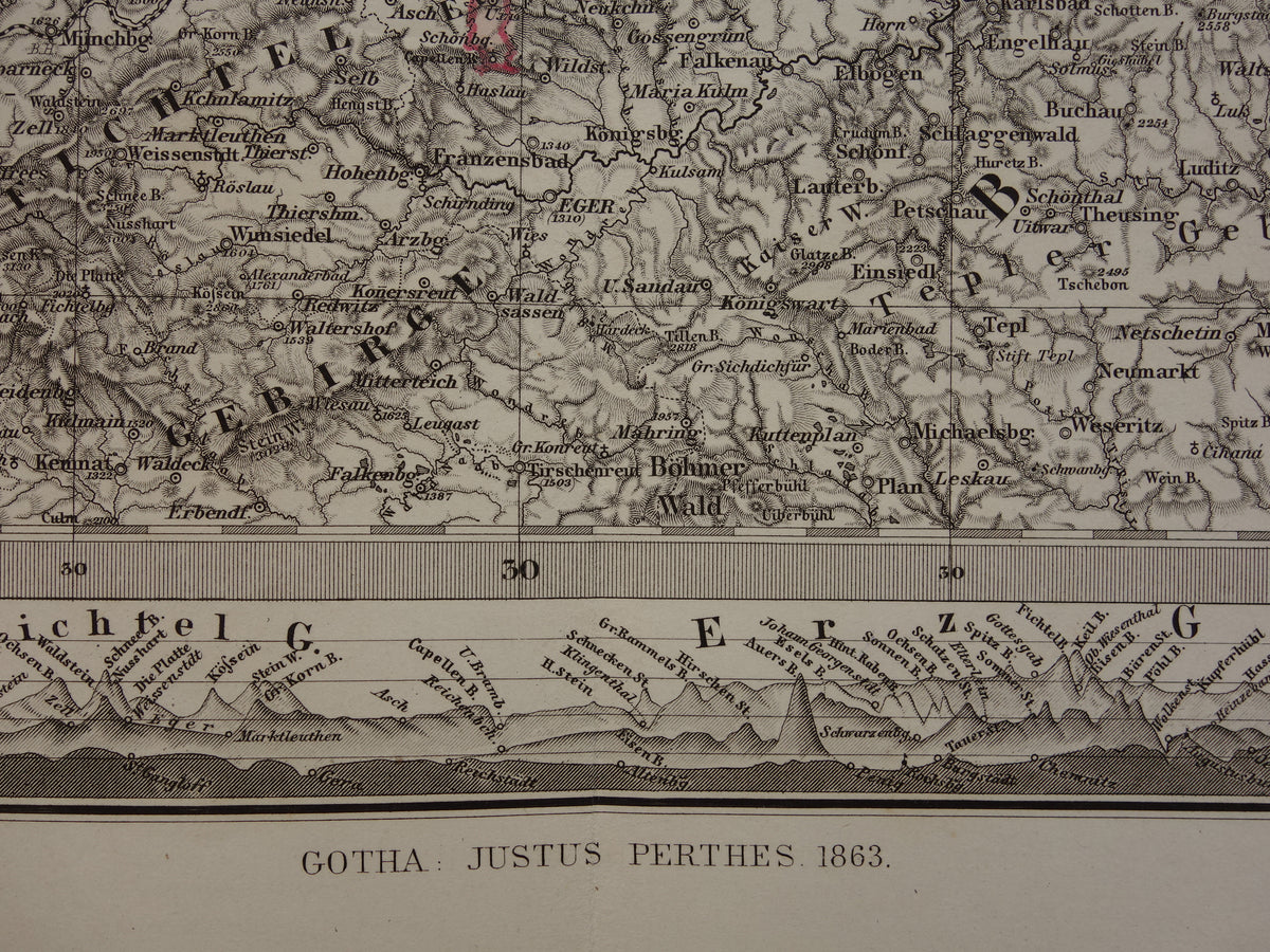 DUITSLAND Oude kaart van vrijstaat Thüringen en Saksen 1863 originele grote antieke landkaart