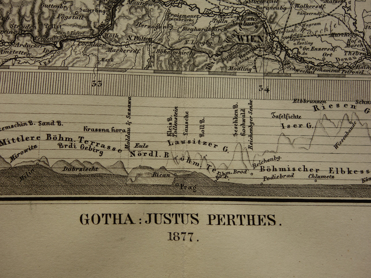 TSJECHIË oude kaart van Tsjechië Grote originele antieke landkaart van Bohemen en Moravië in 1877