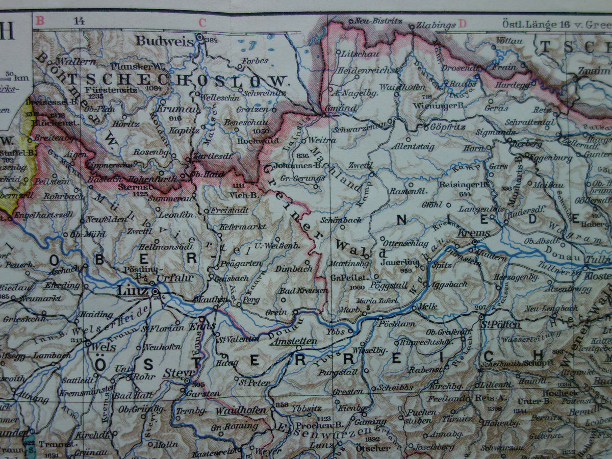AUSTRIA old map of Austria with Vienna Linz Graz Salzburg in 1926 Detailed vintage map Tyrol