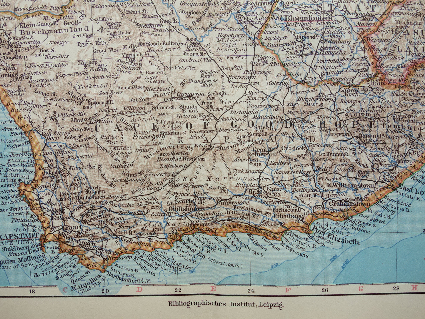 Oude kaart van Zuid-Afrika in 1928 originele Duitse vintage historische landkaart Zuid Afrikaanse Bond