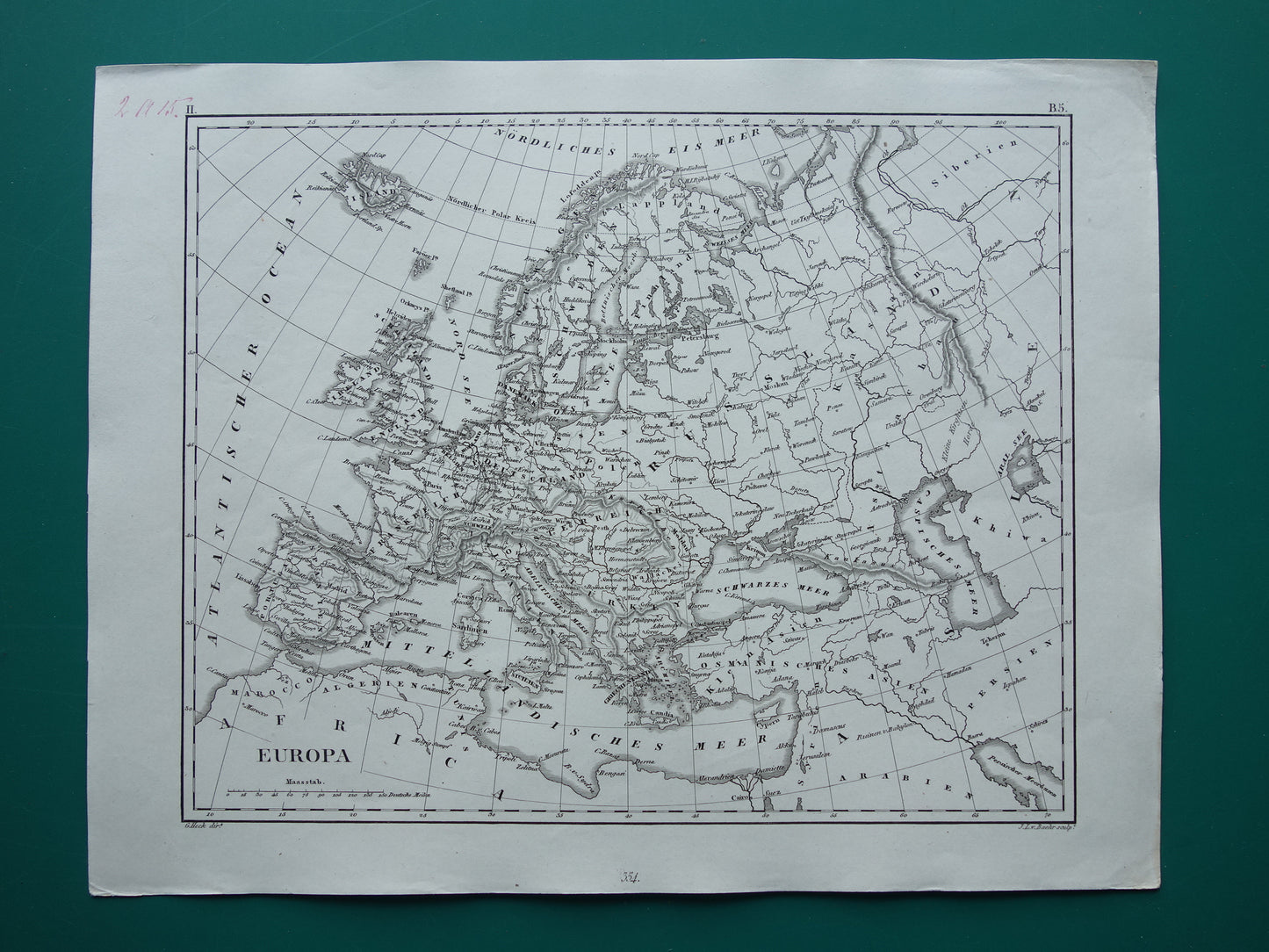 Oude kaart van Europa 175+ jaar oude antieke landkaart van continent Europa uit 1849