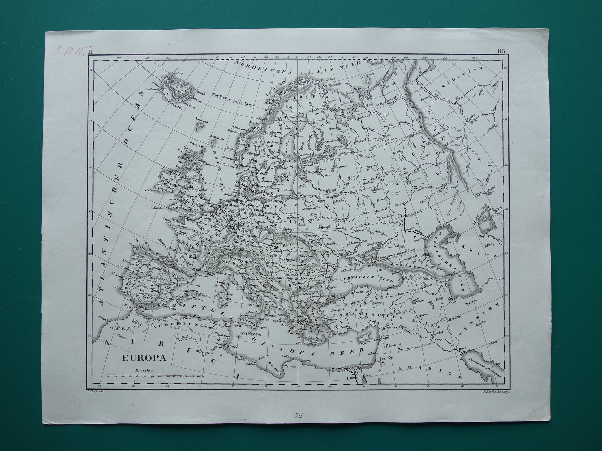 Oude kaart van Europa 175+ jaar oude antieke landkaart van continent Europa uit 1849