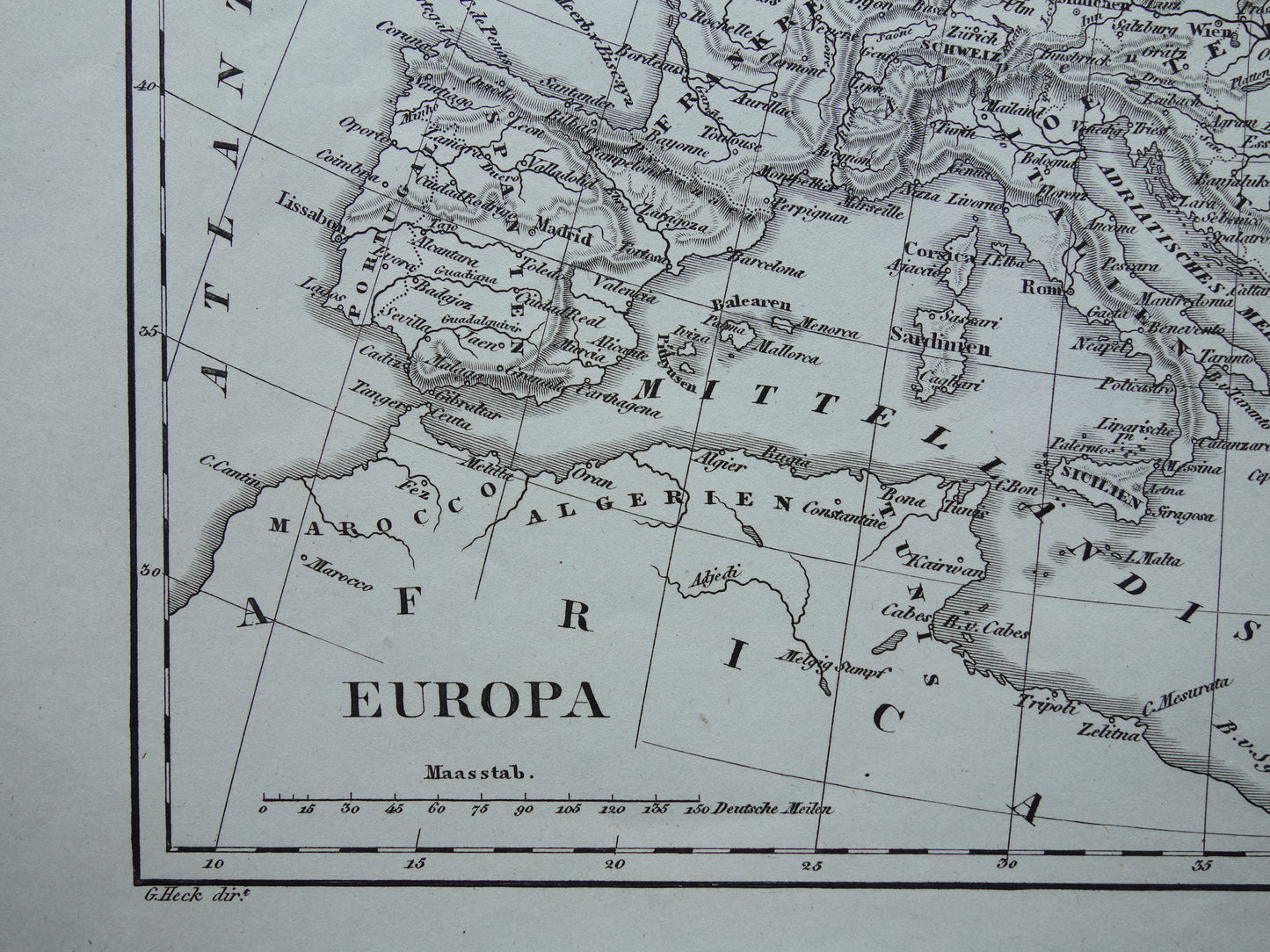 Oude kaart van Europa 175+ jaar oude antieke landkaart van continent Europa uit 1849