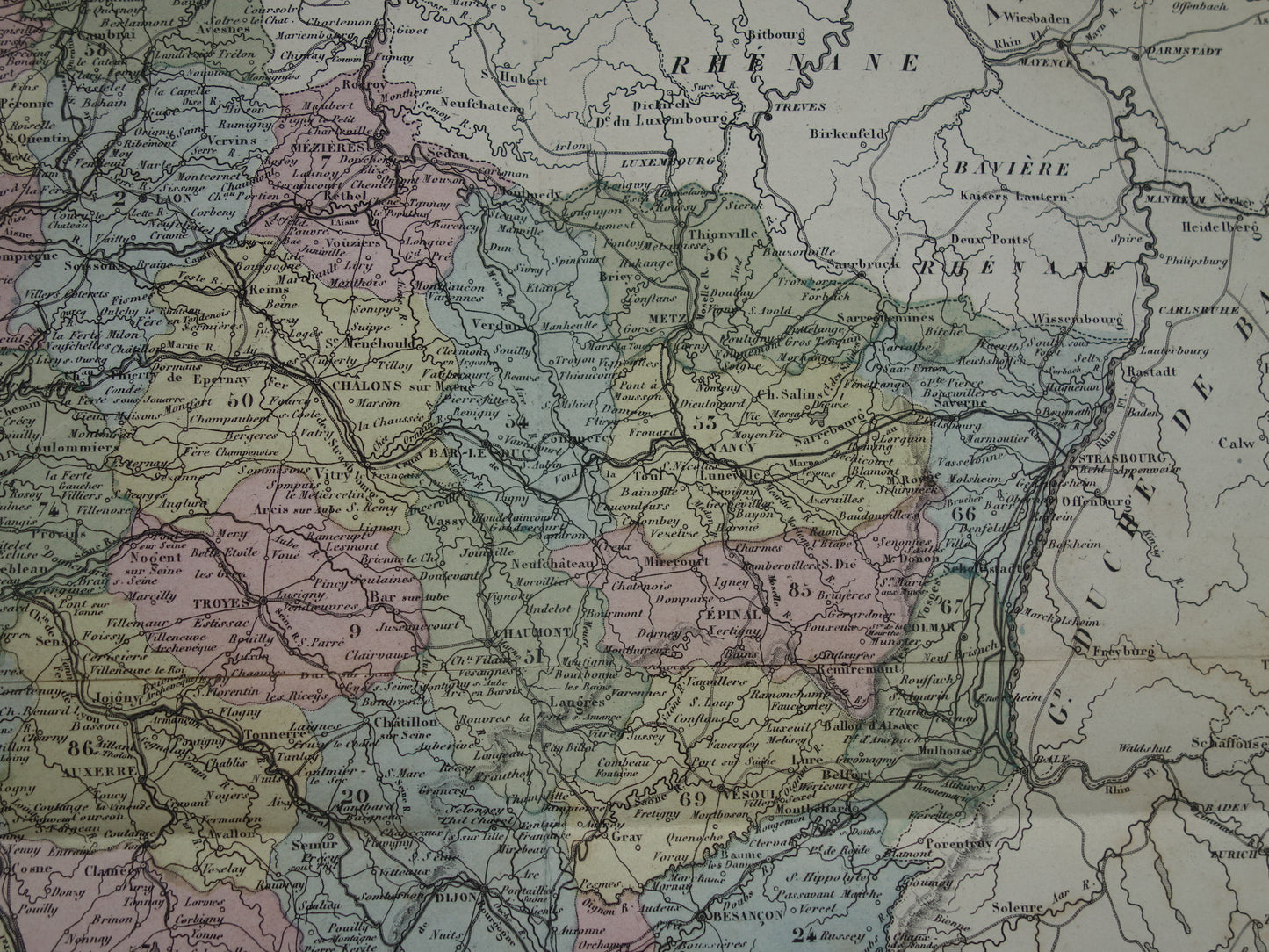 France antique map from 1870 DAMAGED original old map France departments