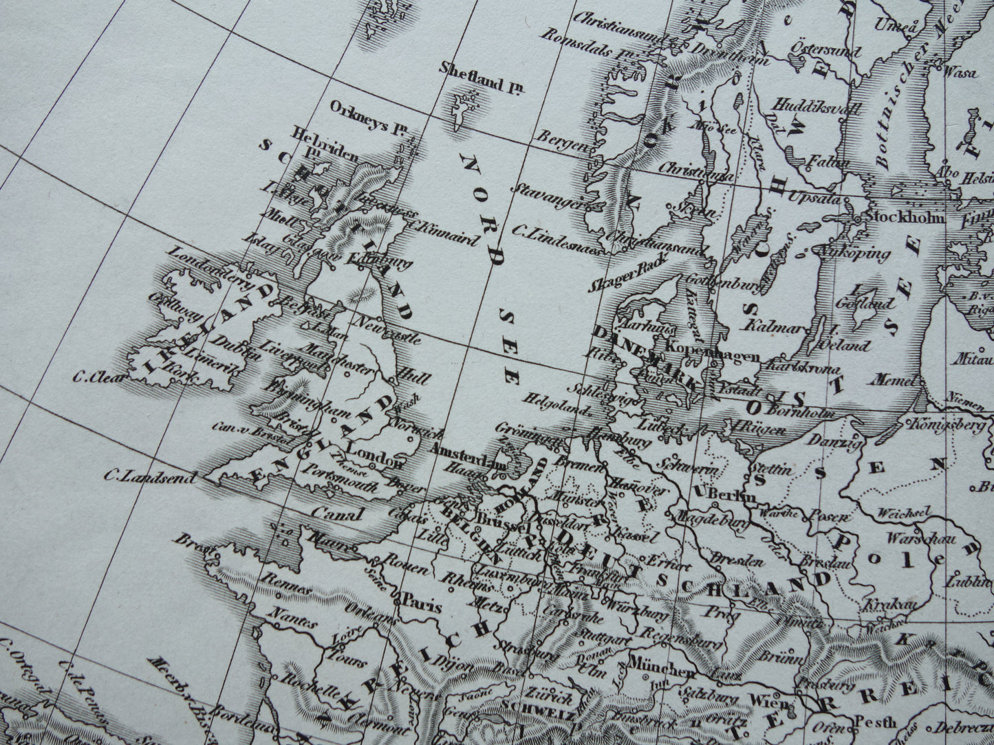 Oude kaart van Europa 175+ jaar oude antieke landkaart van continent Europa uit 1849