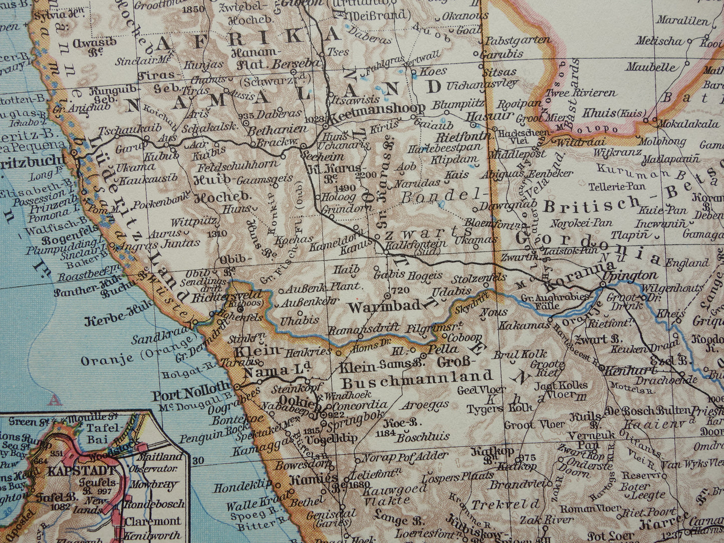 Oude kaart van Zuid-Afrika in 1928 originele Duitse vintage historische landkaart Zuid Afrikaanse Bond