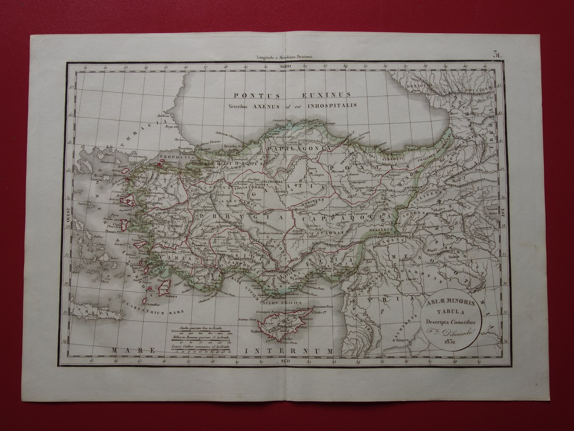 Asia Minor oude kaart van Klein-Azië in de klassieke oudheid uit 1832 - originele antieke handgekleurde landkaart Turkije