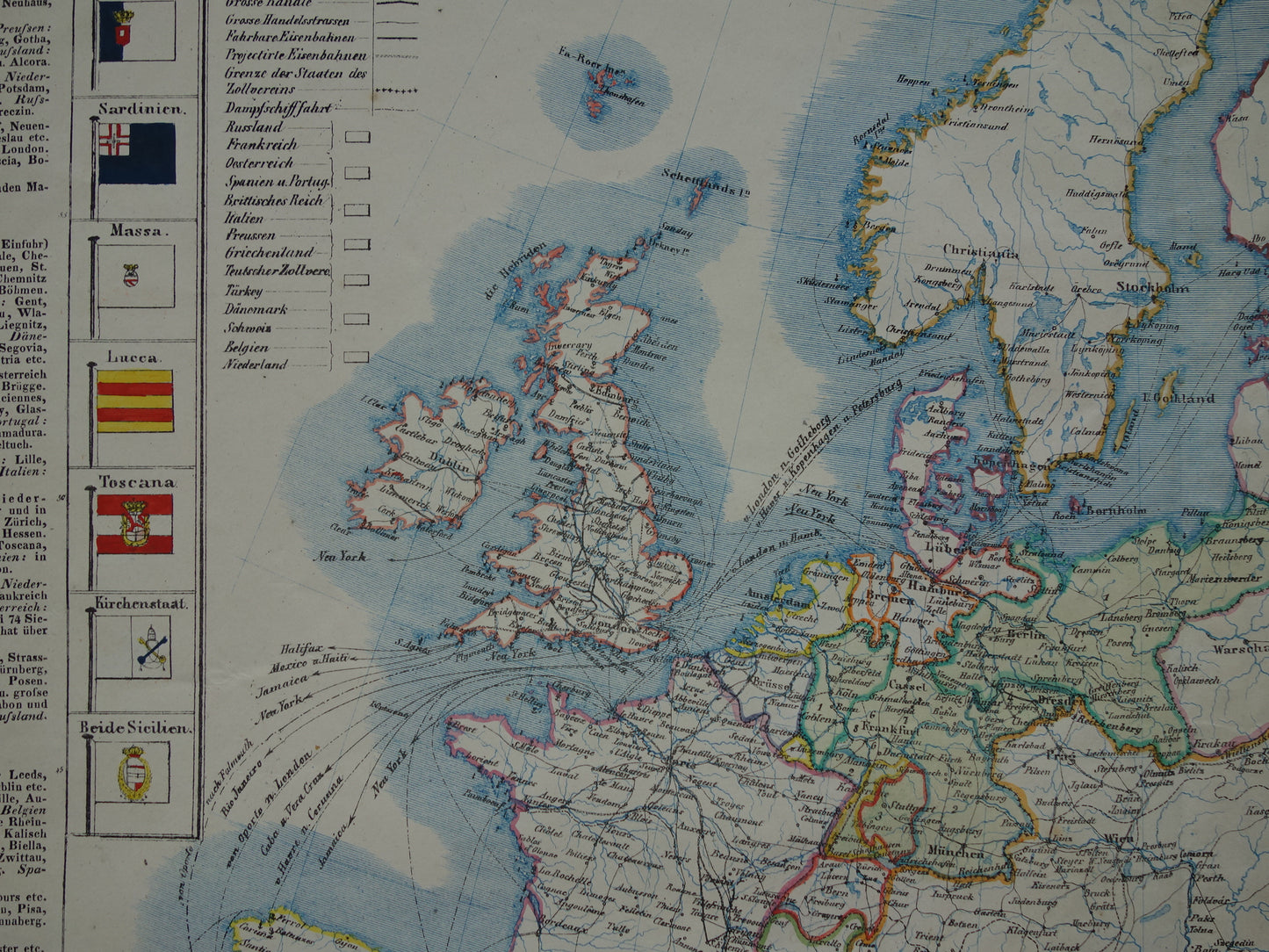 EUROPE large old economic map of Europe from 1840 original antique map European continent economy trade vintage maps