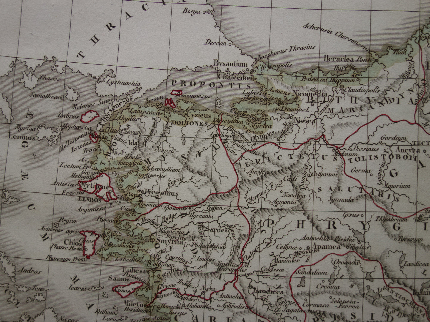 Asia Minor old map of Asia Minor in classical antiquity from 1832 - original antique hand-colored map Turkey