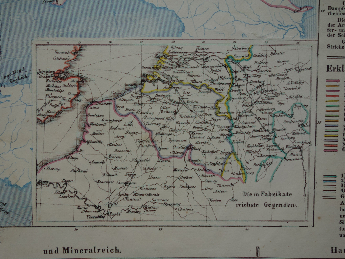 EUROPE large old economic map of Europe from 1840 original antique map European continent economy trade vintage maps