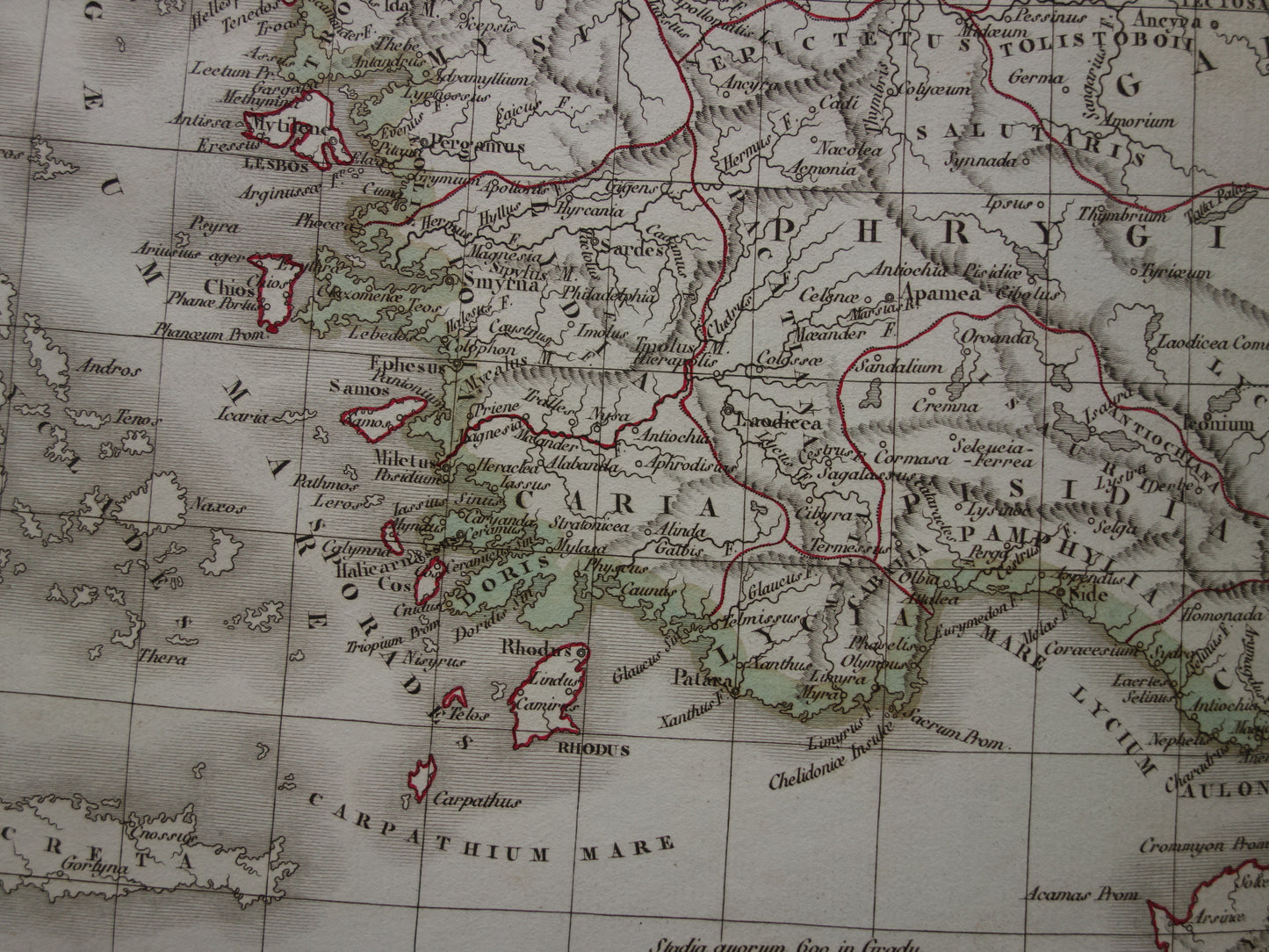 Asia Minor old map of Asia Minor in classical antiquity from 1832 - original antique hand-colored map Turkey