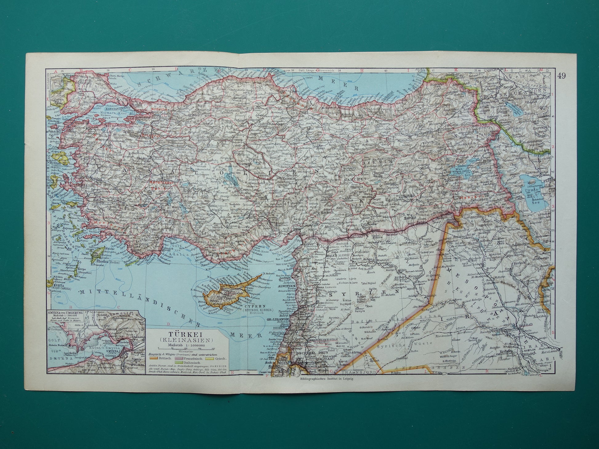 Turkije oude kaart van Turkije uit 1928 originele Duitse vintage landkaart