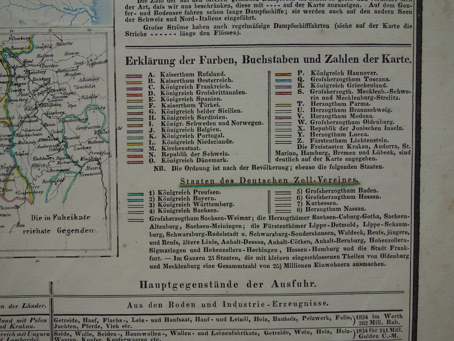 EUROPE large old economic map of Europe from 1840 original antique map European continent economy trade vintage maps
