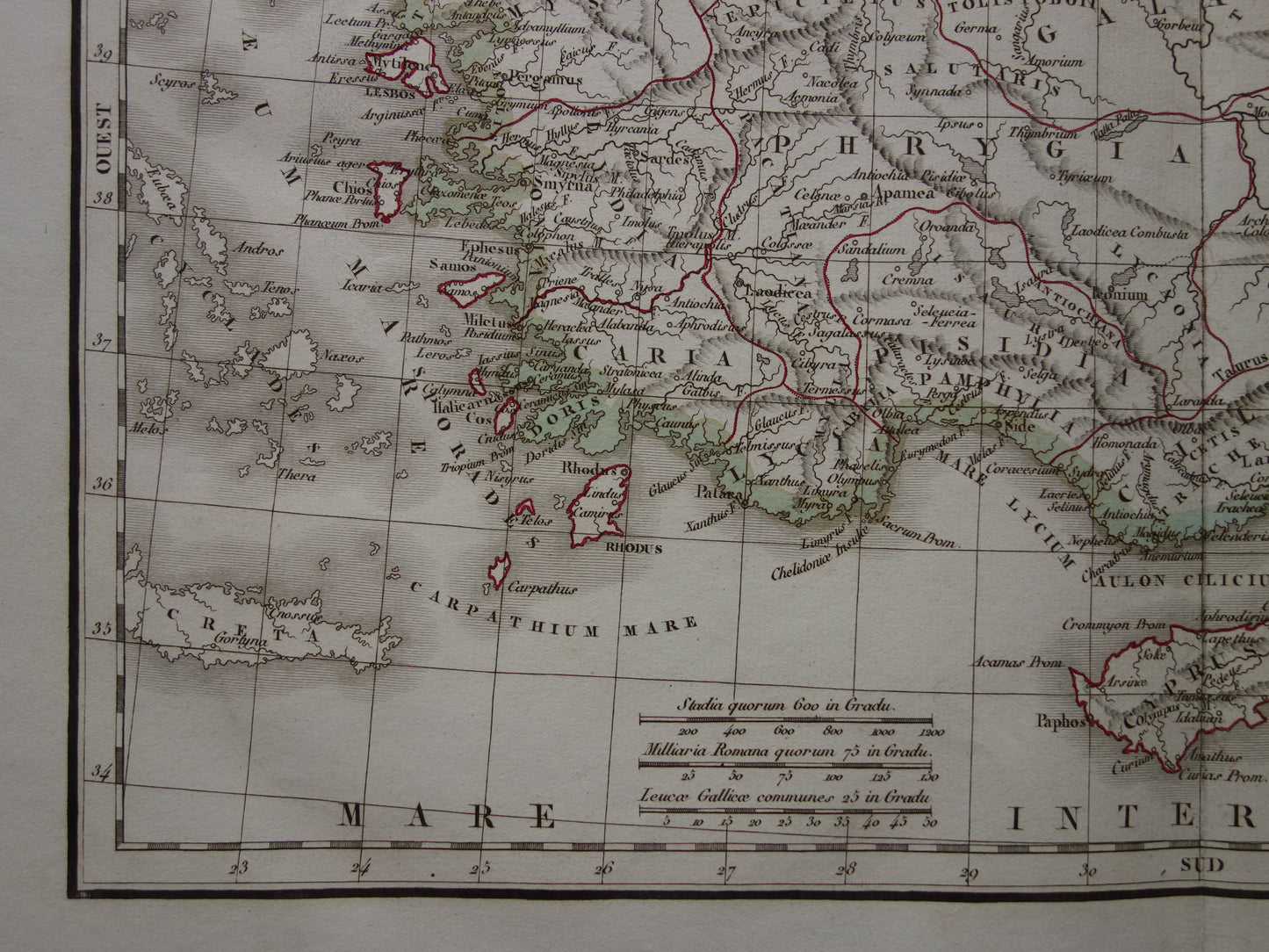 Asia Minor old map of Asia Minor in classical antiquity from 1832 - original antique hand-colored map Turkey