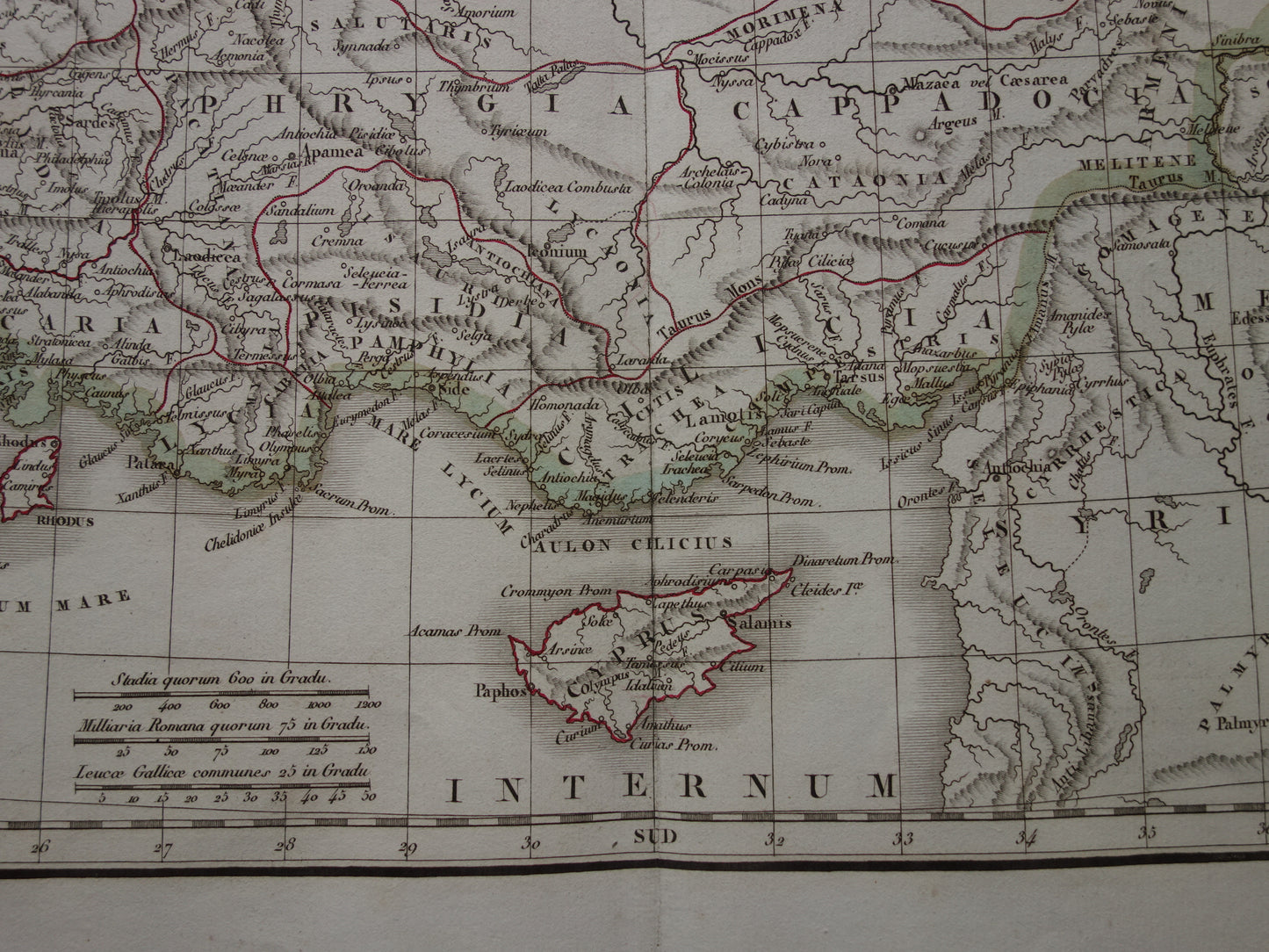 Asia Minor old map of Asia Minor in classical antiquity from 1832 - original antique hand-colored map Turkey