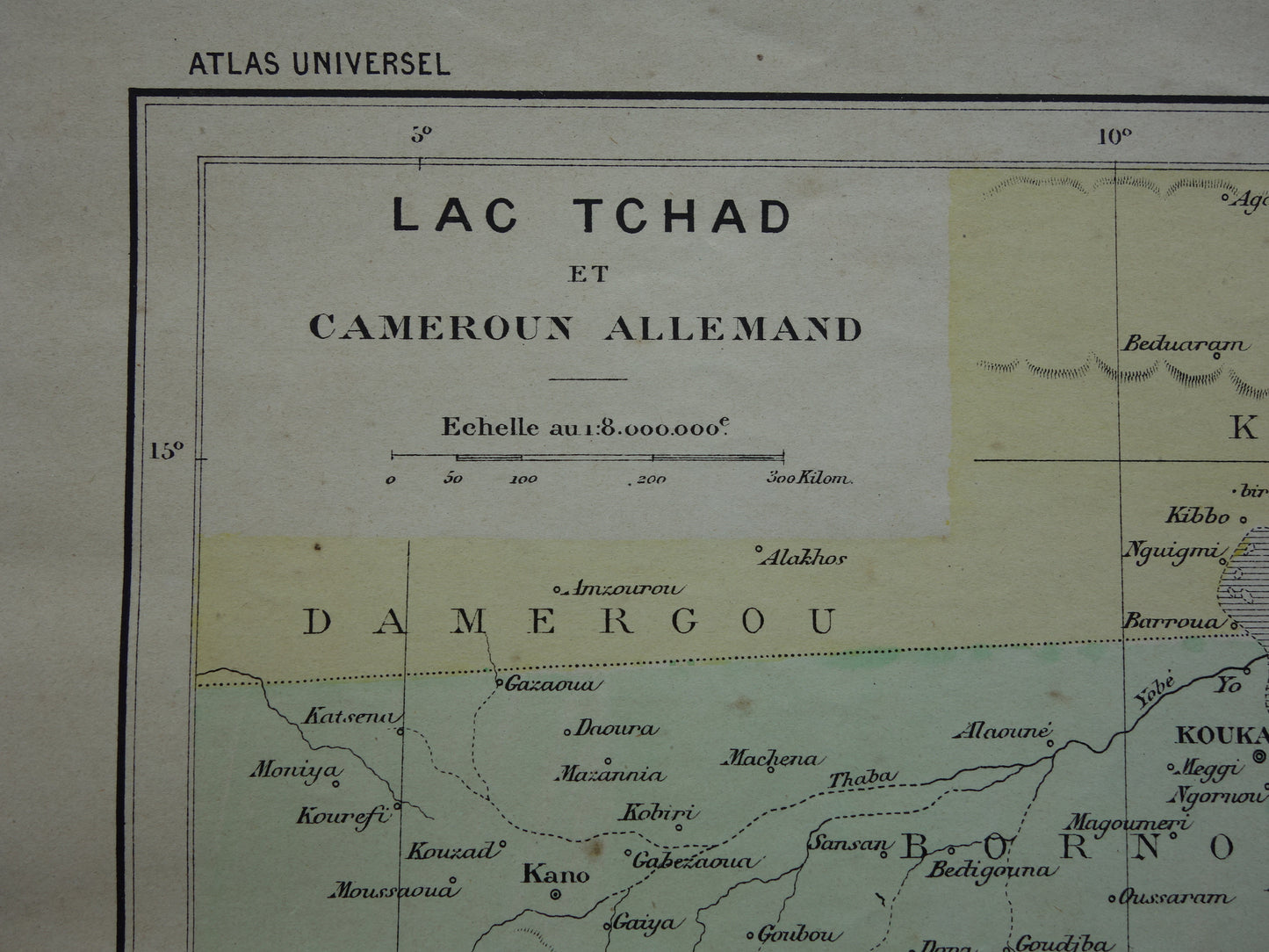 Old map of German Cameroon 1896 original antique map Lake Chad Africa vintage maps Chad Lake Chad