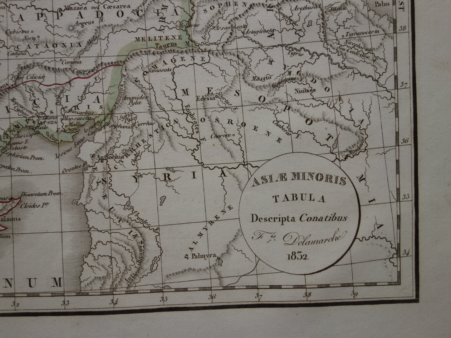 Asia Minor old map of Asia Minor in classical antiquity from 1832 - original antique hand-colored map Turkey
