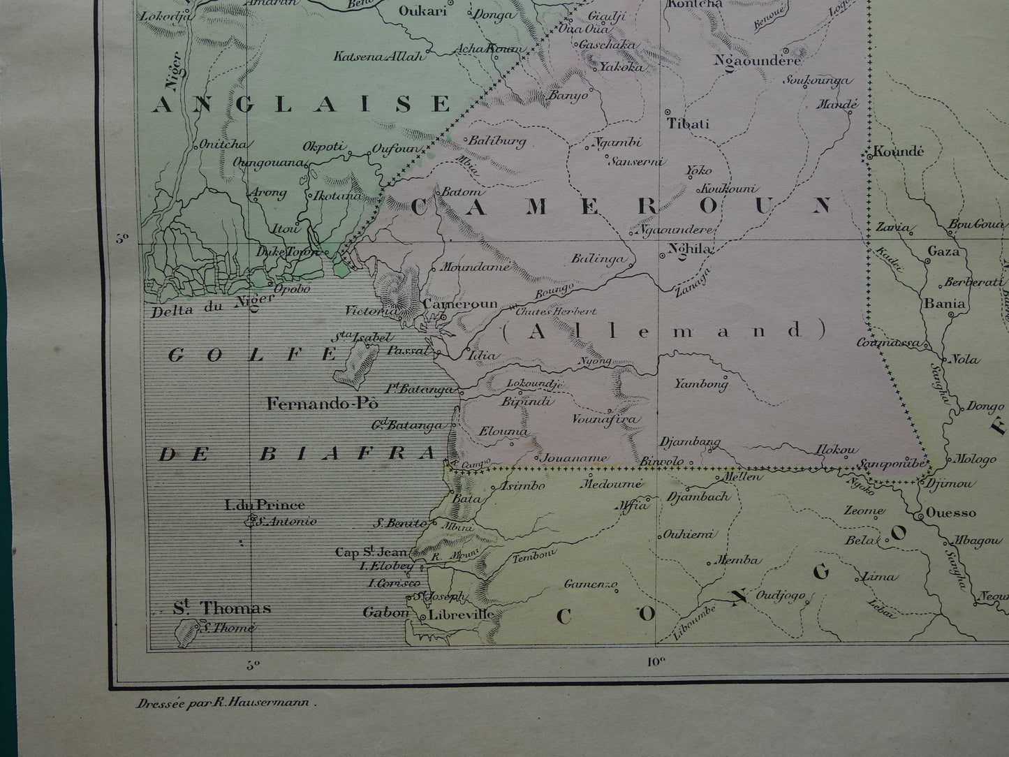 Old map of German Cameroon 1896 original antique map Lake Chad Africa vintage maps Chad Lake Chad