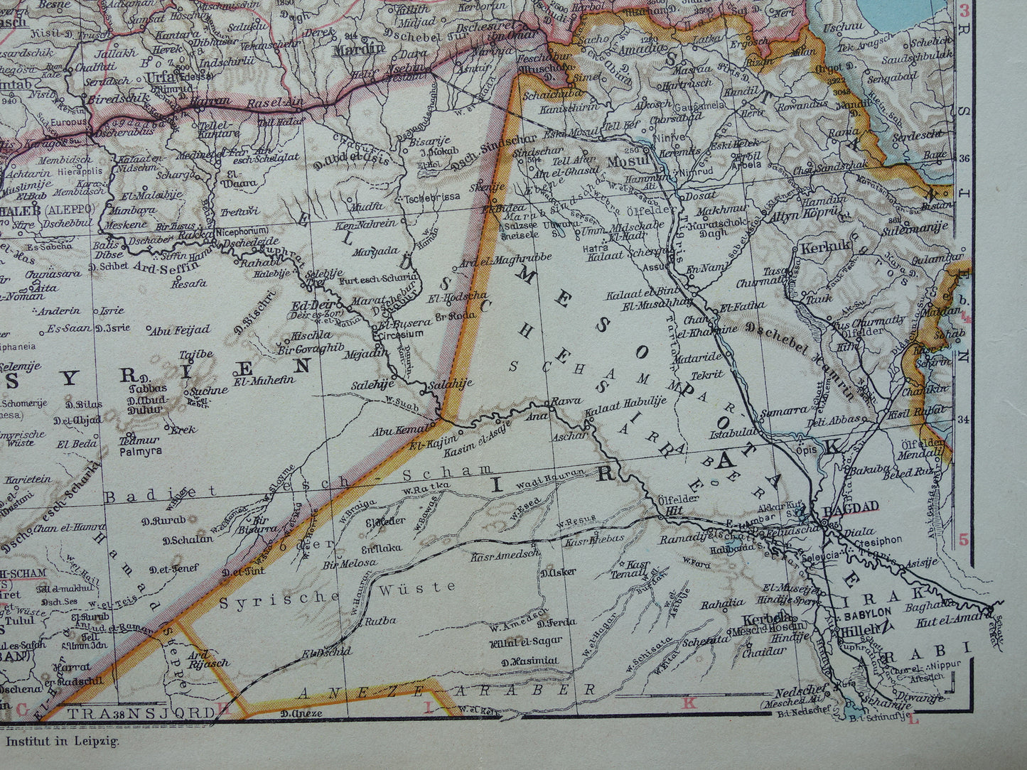 Alte Karte der Türkei aus dem Jahr 1928, originale deutsche Vintage-Karte
