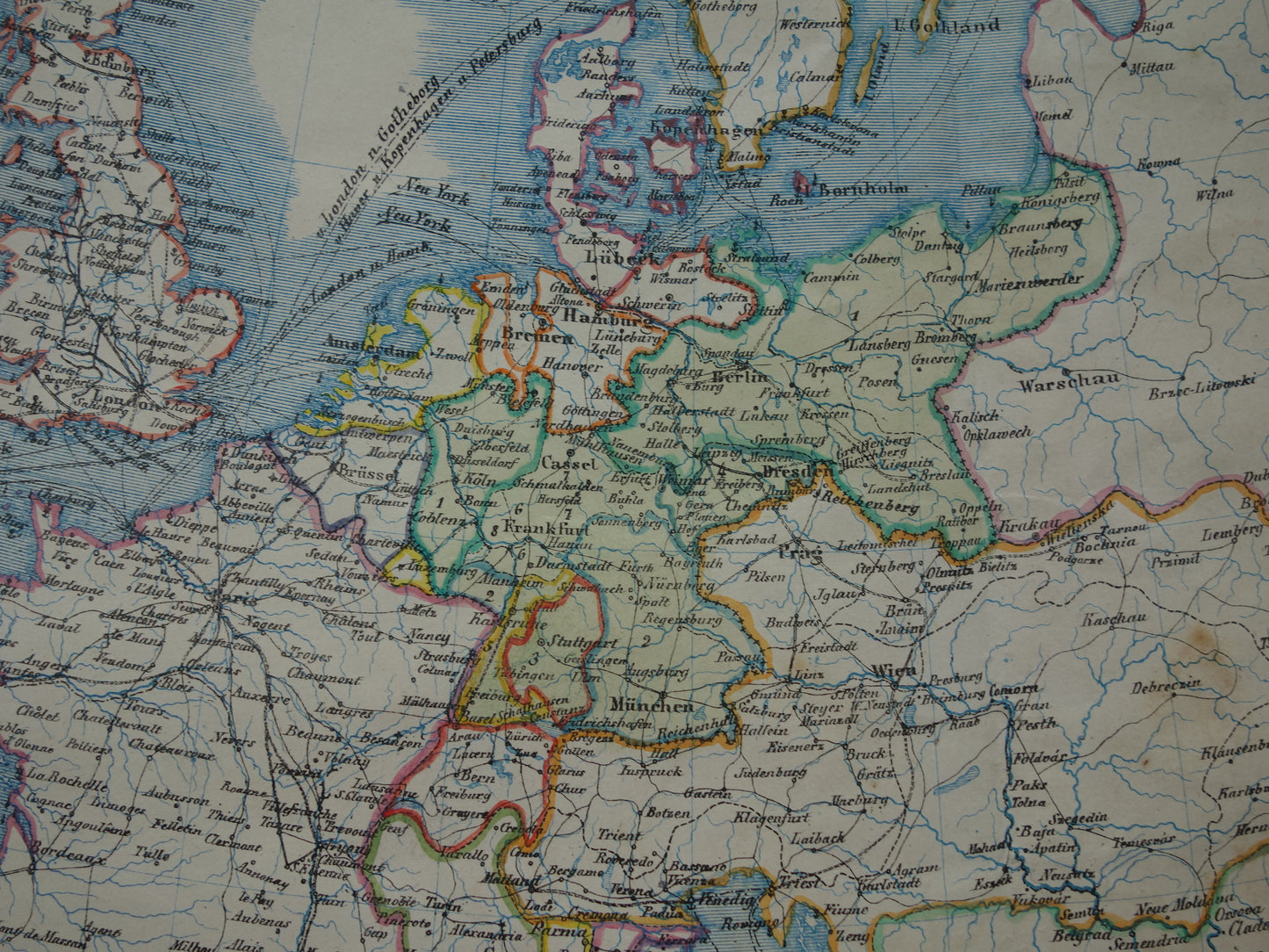 EUROPE large old economic map of Europe from 1840 original antique map European continent economy trade vintage maps